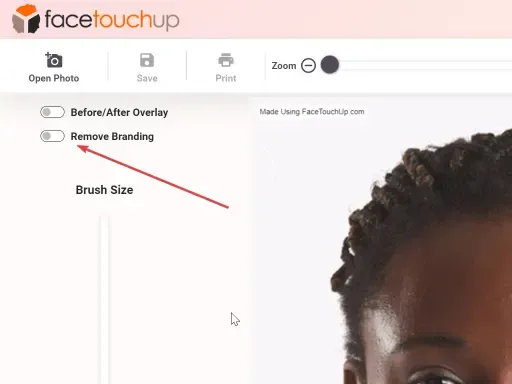FaceTouchUp custom branding removal option