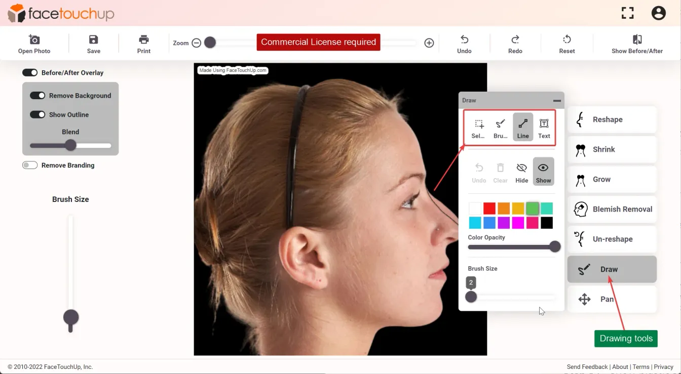 FaceTouchUp rhinoplasty simulator - Step 5: Refine nostril width