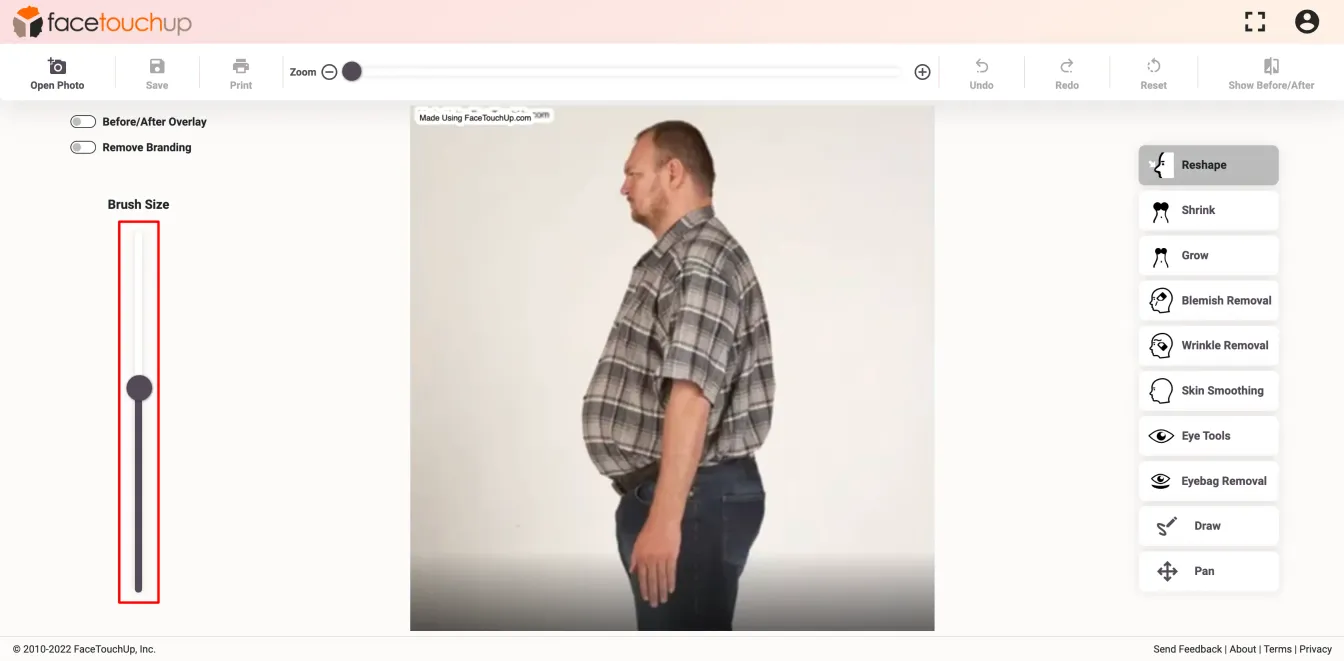 FaceTouchUp bariatric surgery simulator - Step 4: Reshape the waistline