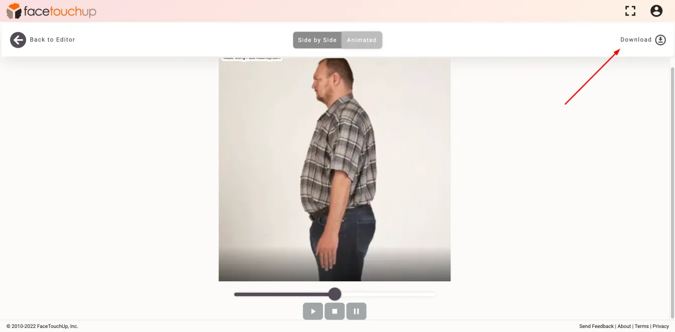 FaceTouchUp bariatric surgery simulator - Step 9: Save bariatric surgery simulation