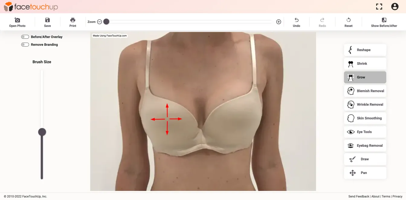 FaceTouchUp breast augmentation simulator - Step 13: Adjust skin tone blending