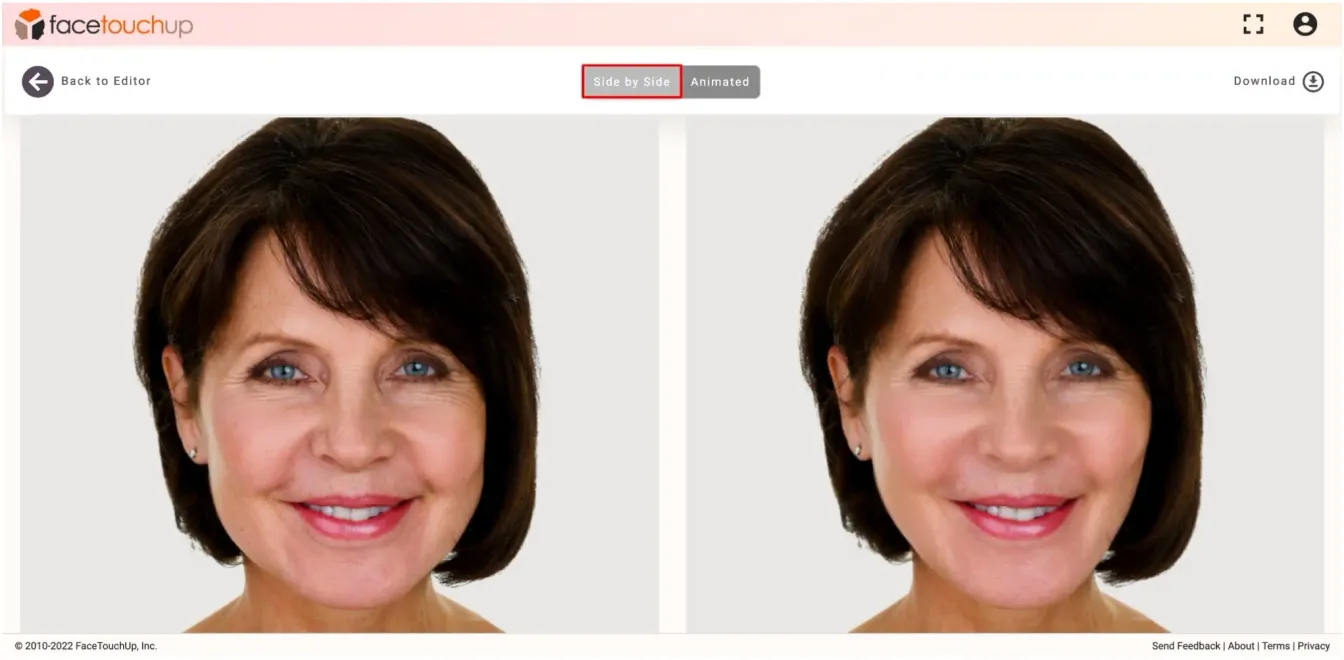 FaceTouchUp face lift simulator - Step 12: Adjust skin texture smoothing