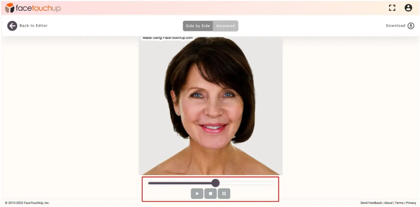 FaceTouchUp face lift simulator - Step 13: Save face lift simulation