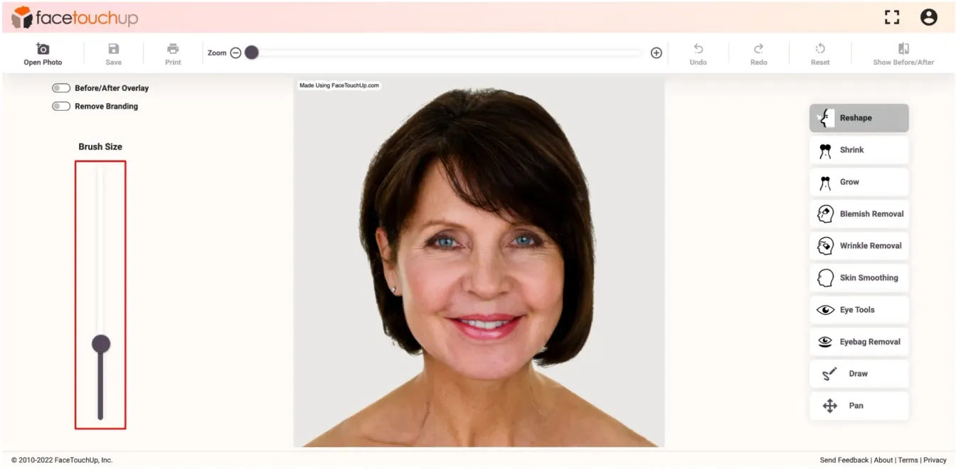 FaceTouchUp face lift simulator - Step 4: Tighten the jawline