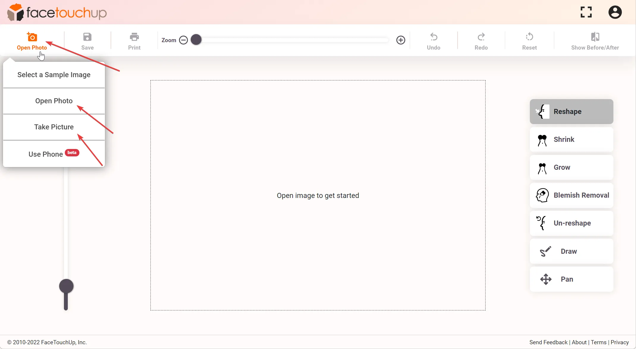 FaceTouchUp rhinoplasty simulator - Step 1: Upload your photo
