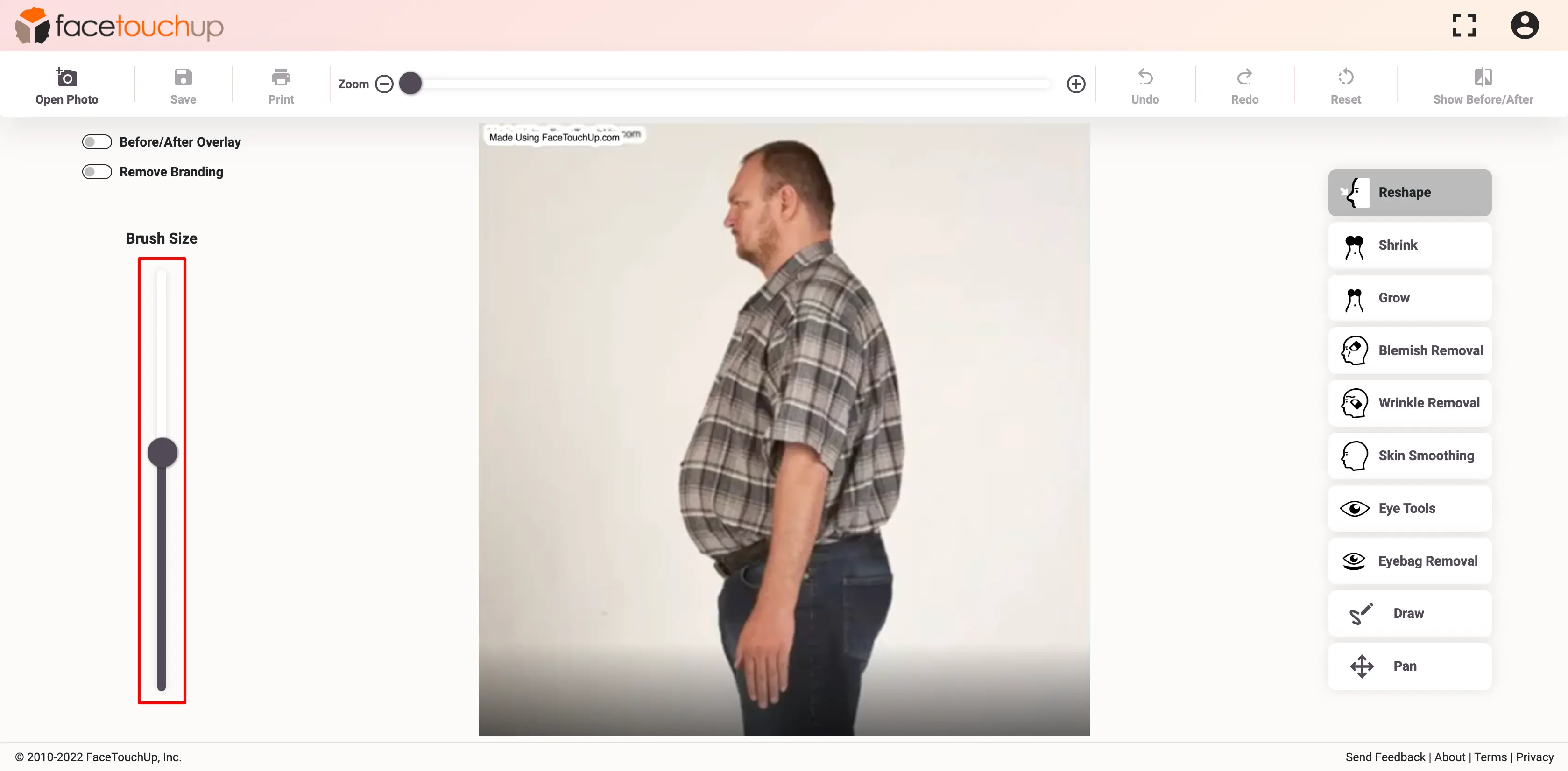 FaceTouchUp bariatric surgery simulator - Step 4: Reshape the waistline