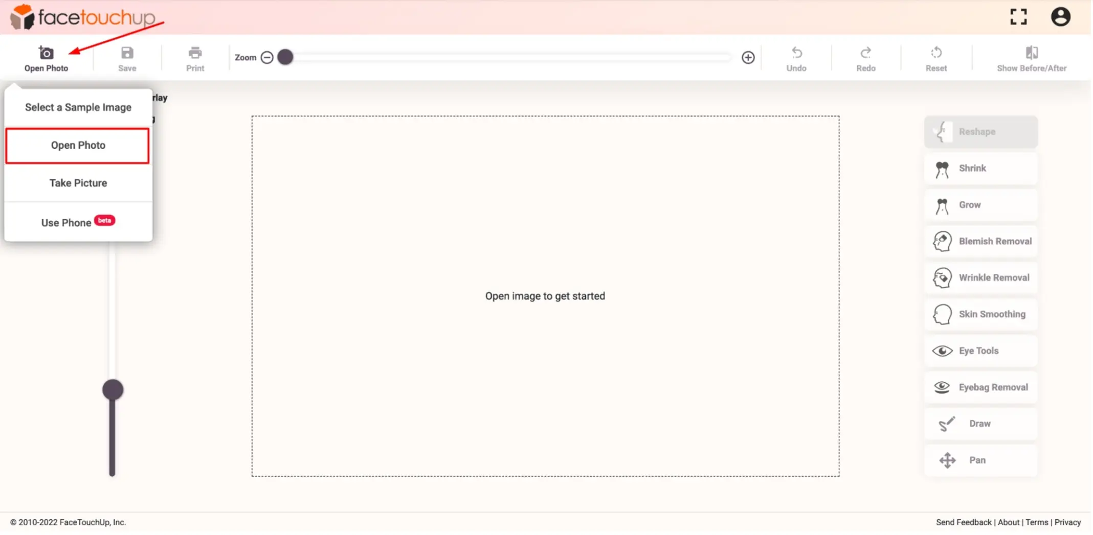 FaceTouchUp breast augmentation simulator - Step 2: Select the breast area