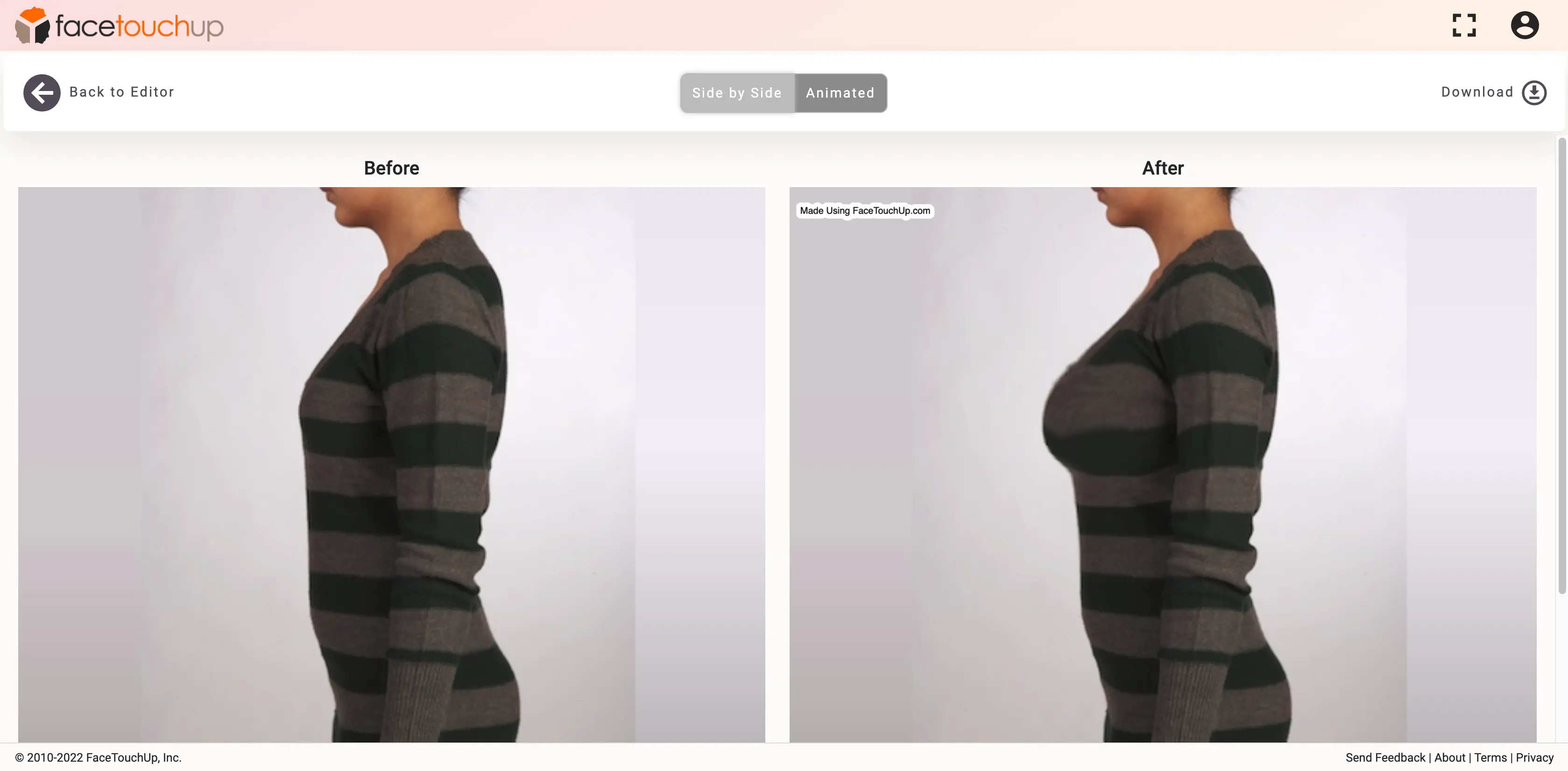FaceTouchUp breast augmentation simulator - Step 8: Smooth the transition edges