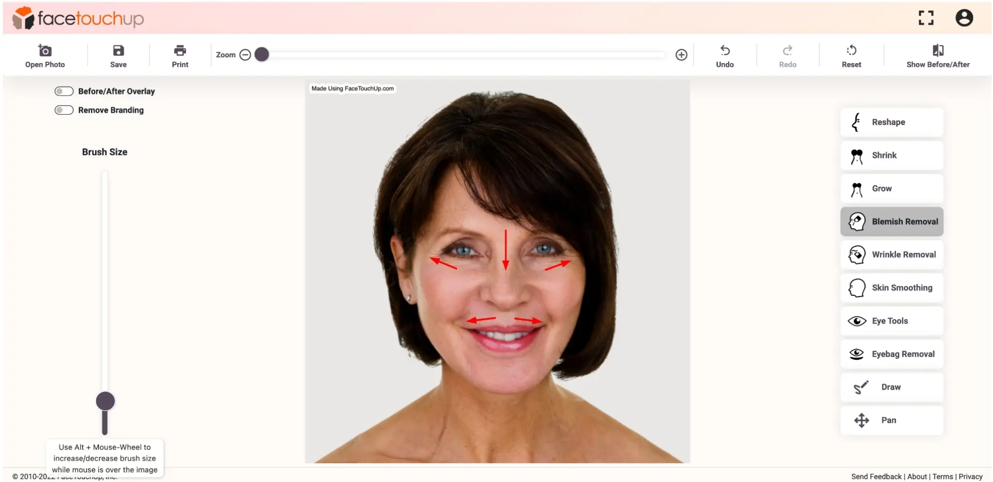 FaceTouchUp face lift simulator - Step 10: Blend and smooth all adjustments