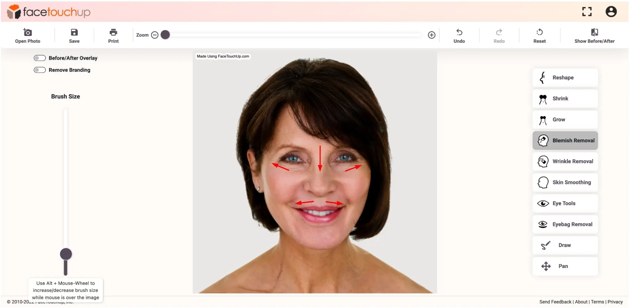 FaceTouchUp face lift simulator - Step 8: Refine the neck contour